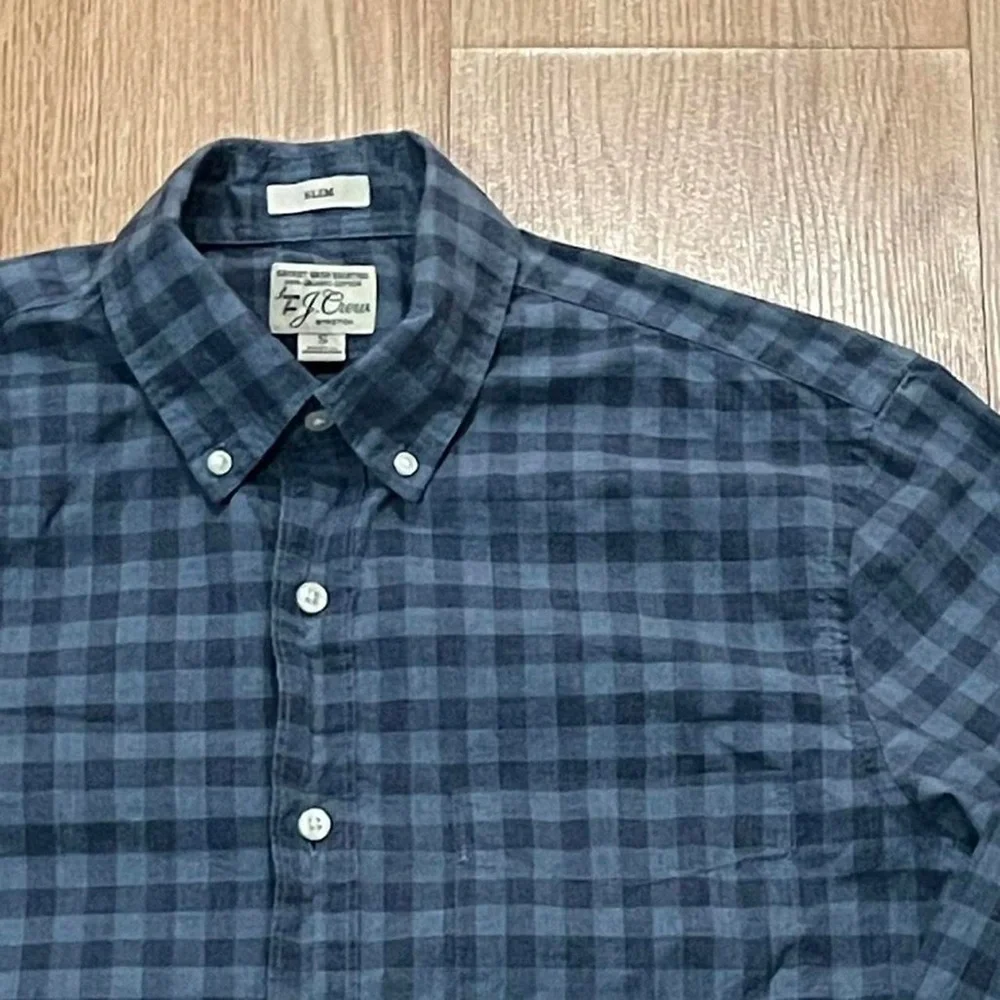 J.Crew Men’s Small Long Sleeve Button Down Shirt Blue Plaid Slim Stretch Preppy